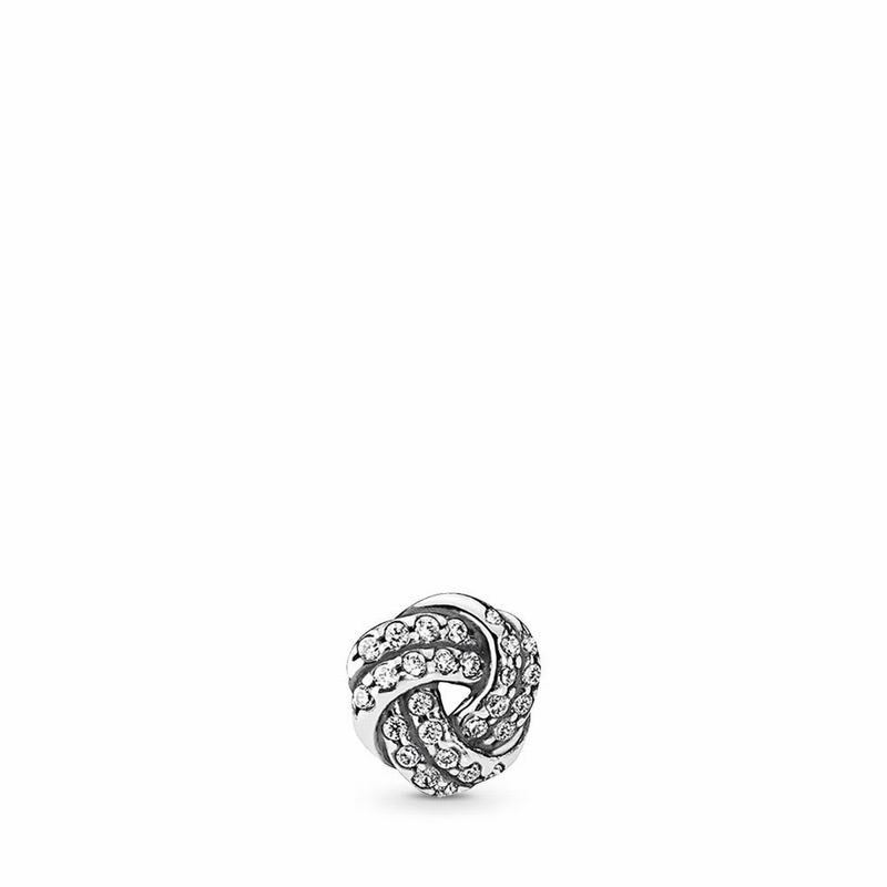 Pandora Australia Sparkling Love Knot Petite Locket Charm - Sterling Silver | CHEUFS837